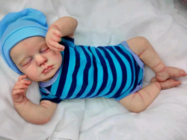 19" Handmade Reborn Baby Doll Loulou with 3D Painted Skin, Hair & Visible Veins